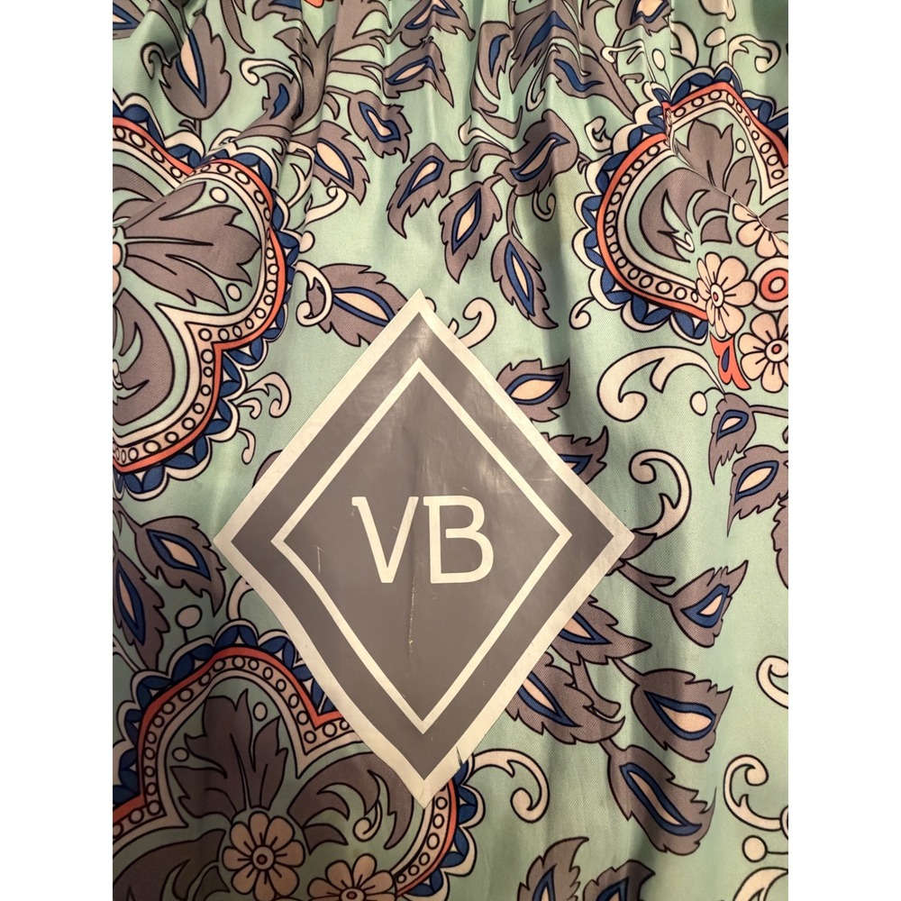Vera Bradley Mint Green Paisley Floral‎ Cinch Drawstring Backpack Bag VB Logo - Picture 2 of 3